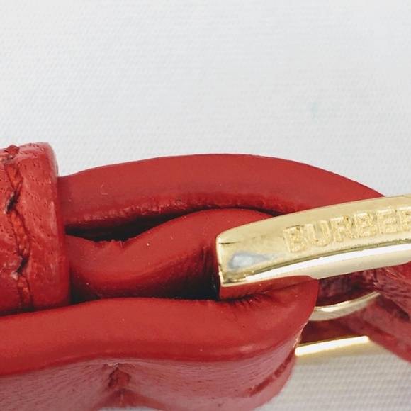 Burberry Lola Bag Bright Red Leather Quilted Check Gold Chain Strap Small - Picture 14 of 16